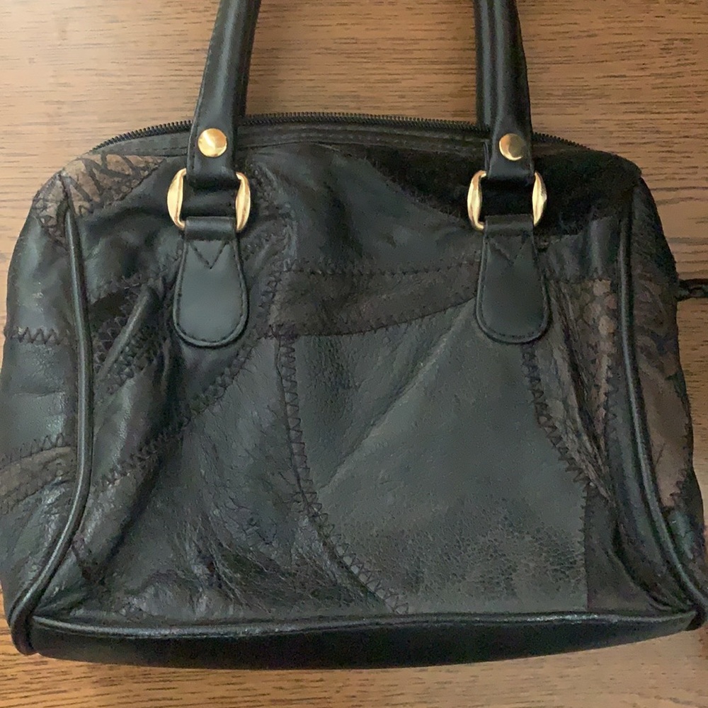 Patchwork Mini Semi-Leather Handbag Euc - image 4